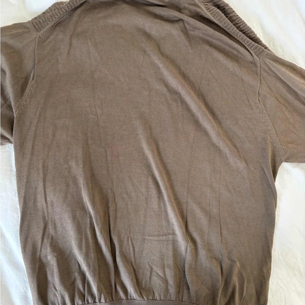 Pronto Uomo Men’s Brown Silk Cable-Knit long-sleeve Polo XL - Picture 5 of 5